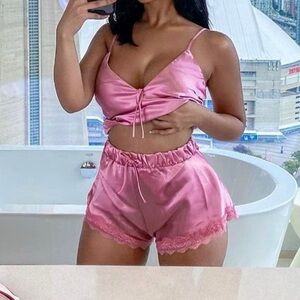 Fashion Nova Pink Satin Pajama Set